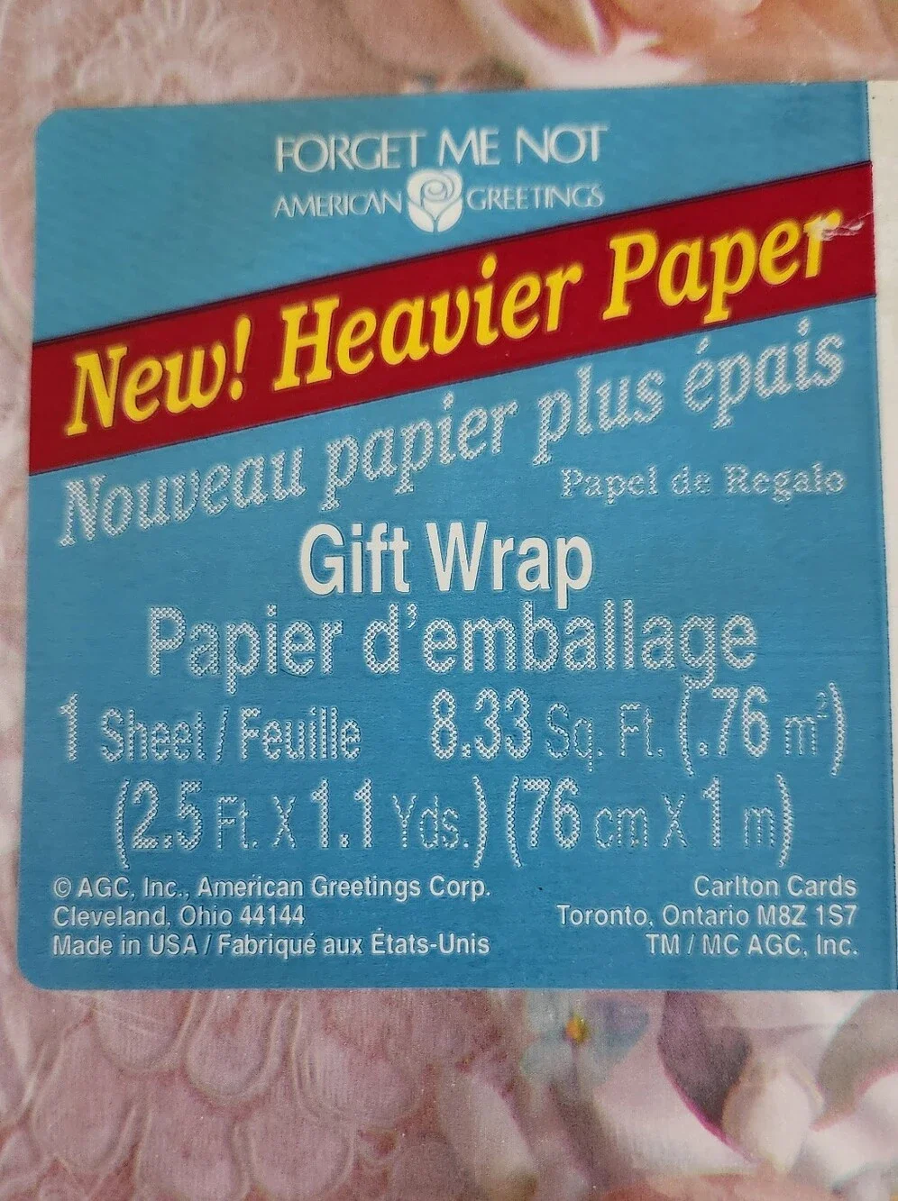 Vintage American Greetings 1 Sheet Wrapping Paper Floral Lace Wedding 8.3 SqFt